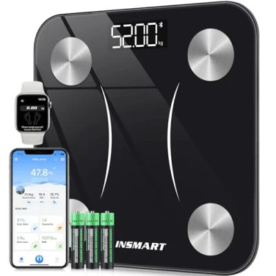 Immagine di Bilancia Pesapersone Digitale Professionale, INSMART Impedenziometrica Smart Bluetooth con 13 Indici di Misurazione Pesa Persone, Massa Grassa e Magra, BMI, Muscolare o Ossea, 180KG