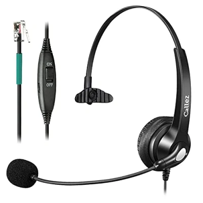 Immagine di Cuffie Telefono Fisso RJ9 con Microfono a Cancellazione del Rumore, Auricolare Mono per Fanvil X1 X4 X7C Gigaset DA310 DA710 Polycom VVX411 VVX500 Unify Siemens Openstage 15 Alcatel Lucent Telefoni