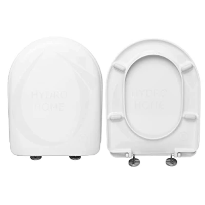 Immagine di HYDRO HOME Copriwater Bellavista Stylo Compatibile, Tavoletta Wc IN Plastica Termoindurente Con Cerniere Regolabili,Asse Colore Bianco MADE ITALY