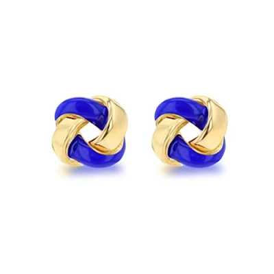 Immagine di Tuscany Silver Orecchini da donna in argento Sterling Placcato oro giallo 7,5 mm smaltati a forma di nodo piccolo, Smalto