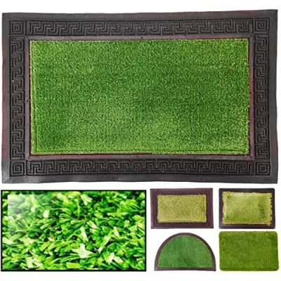Immagine di LucaHome Zerbino Ingresso Casa 40 x 63 cm in Gomma e Prato Artificiale Base Antiscivolo, Zerbino, Facile Pulizia, Assorbente, Fepote per Esterno ed Interno