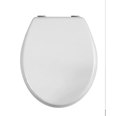 Immagine di Vetrineinrete® Copriwater universale in legno MDF tavoletta da bagno wc con cerniere acciaio inox resistente (Bianco) B59