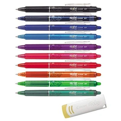 Immagine di Pilot FriXion Ball Clicker (Knock Retractable Gel Ink Pen) 0,7 mm 10 colori assortiti (tutti i con remover)