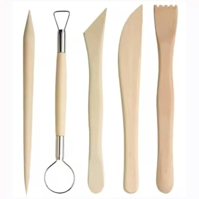 Immagine di Longivia® 5 Strumenti per Modellare Argilla Professionali in Legno di Faggio, Sculpture Tools Set, Attrezzi Modellazione Das e Ceramica, Stecche Mirette Kit Utensili