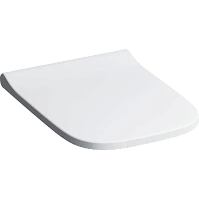 Immagine di Sedile WC quadrato Keramag Smyle Slim con rivestimento, avvolgente, antibatterico, cerniere QuickRelease, bianco, chiusura ammortizzata