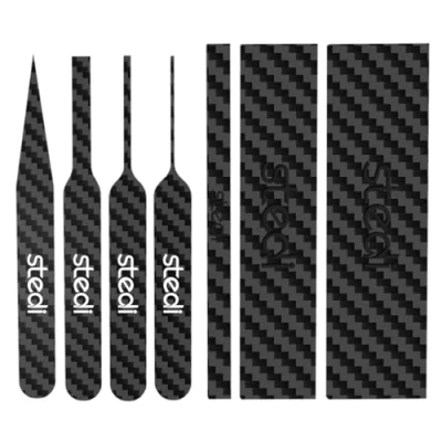 Immagine di stedi Bastoncini Di Levigatura In Fibra Carbonio, Strumenti Per Modellismo Hobbistico, Set 7 Pezzi (3“x0.6, 3“x0.4, 3“x0.2 E 4 Tavolette Levigare I Dettagli) Carta Vetrata Appiccicosa