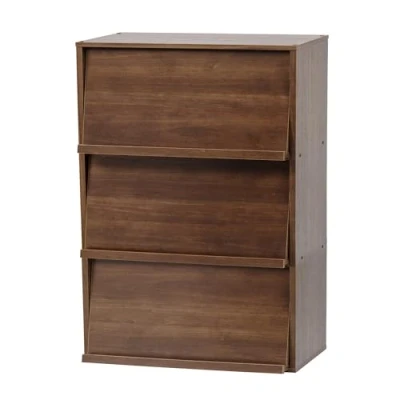Immagine di Iris Ohyama, Mobile, Libreria, Scaffale portaoggetti, 3 ante pieghevoli, Design, Solido, Moderno, Multiuso, Ufficio, Camera da letto, Soggiorno, Flap Rack CHR 3, Marrone