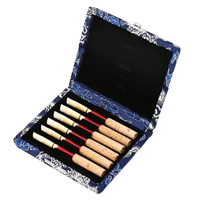 Immagine di Astuccio per ance Oboe sassofono in legno e seta(Blu) Custodia