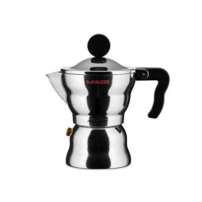 Immagine di Alessi AAM33/1 Caffettiera Espresso di Design, Corpo in Alluminio, Manico e Pomolo Resina Termoplastica, 1 Tazza
