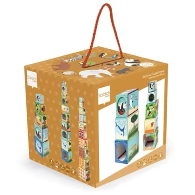 Immagine di Carletto Deutschland Scratch 276181227 Torre impilabile a Forma di Piramide, 10 Pezzi, Motivo: Animali dello Zoo, dai 12 Mesi in su, Multicolore, YS/m,