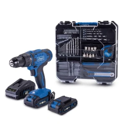 Immagine di Trapano avvitatore SCHEPPACH 20V IXES Mandrino 13mm 50 Nm + 2 batterie caricabatteria 74 accessori Scatola C DTB74/2 X