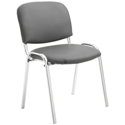 Immagine di CLP Sedia Ospite Ken C Imbottita I Attesa In Similpelle E Metallo Cromato Impilabile Carico Max 120 KG, Colore:grigio