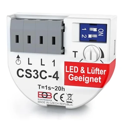 Immagine di ELEKTROBOCK CS3C 4 Relè temporizzato LED, ventole e lampade fluorescenti di ritardo 230 V con morsetti a innesto Collegamento senza conduttore zero Montaggio incasso, compatto