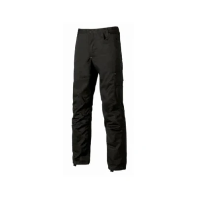 Immagine di pantaloni da lavoro uomo U Power Alfa, cargo elastici in vita, con tasche per ginocchiere, multiple, tessuto confortevole, usura esterna resistente e durevole (BLACK CARBON_54)