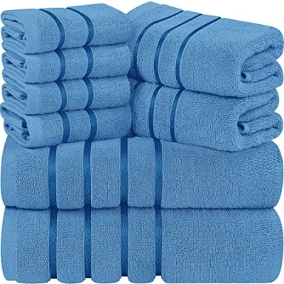 Immagine di Utopia Towels Set Di Asciugamani Lusso Da 8 Pezzi, 2 Bagno, A Mano e 4 Strofinacci, Altamente Assorbenti 97% Cotone Filato Ad Anello(Blu elettrico)