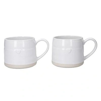 Immagine di Mikasa Farmhouse tazze in gres con cuori, set di 2 per tè, caffè e cioccolata calda, 380 ml Confezione regalo, lavabile lavastoviglie nel microonde