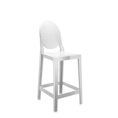 Immagine di Kartell One More Please Sgabello, Set da 2 Pezzi, Policarbonato Trasparente o colorato in Massa, Bianco, H. 65