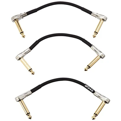 Immagine di BOSS BPC 4 3 THREE PACK, lunghezza 10 cm/4 in. Patch cable salva spazio per pedali con spine pancake sottili, le pedaliere