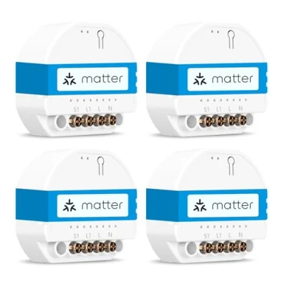 Immagine di Meross Interruttore WiFi Matter (Neutro Richiesto) Monitora il Consumo di Energia e Simple Setup (MSS), Interruptore Smart Compatibile con Apple Home, Alexa Google Home 4 PCS