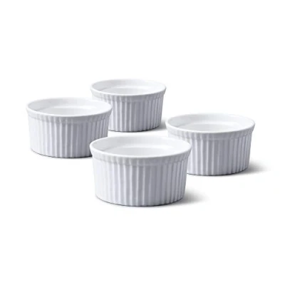 Immagine di WM Bartleet &amp; Sons 1750 Set di 2 tradizionale porcellana Deep stampini con coperchi, bianco, of 4 8.5x8.5x4.5cm