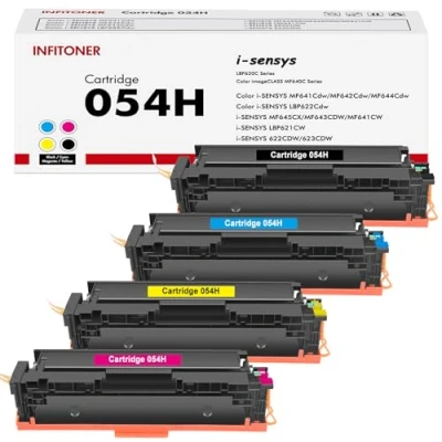 Immagine di 4X Cartridge 054 054H Cartuccia Toner per Canon i SENSYS MF645Cx MF643Cdw MF641Cw LBP623Cdw LBP621Cw MF644Cdw LBP622Cdw LBP620C MF642Cdw MF640C Nero Ciano Giallo Magenta