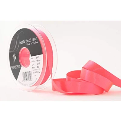 Immagine di Berisfords 3501 Nastro di Raso Double Face, Poliestere, Rosa Fluo, 15 mm, 20 unità