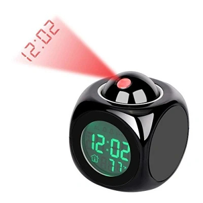 Immagine di Yosoo Sveglia del proiettore LED display orologio di proiezione voce multifunzionale temperatura Digitahi Decorazione domestica commutata a 12/24 nero
