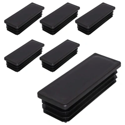 Immagine di SKIR&#039;CO tappi rettangolari in plastica, 30 x 80 mm, per tubi opachi, inserti rettangolari, pali di recinzione, colore nero RAL 9005, 6 pezzi
