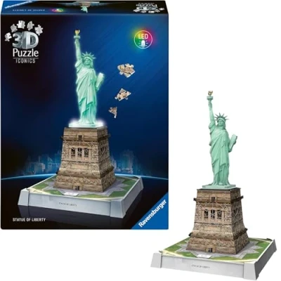 Immagine di Ravensburger Puzzle 3d Iconics Statua Della Libertà LED Per Adulti E Bambini A Partire Dagli 8 Anni Modellismo Da Costruire Di 108 Pezzi Regalo Bambino Più
