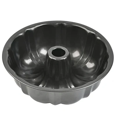 Immagine di FOROREH teglia Gugelhupfform tonda in acciaio, tortiera Ø 22 cm con rivestimento antiaderente, per delizioso Gugelhupf, Gugelhupf stabile nera