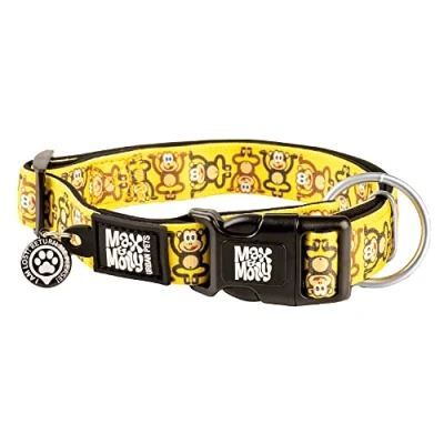 Immagine di Max &amp; Molly Urban Pets Smart ID Collare per cani con Gotcha! Medaglia di sicurezza animali domestici codice QR e profilo personalizzato domestici, morbido neoprene imbottito