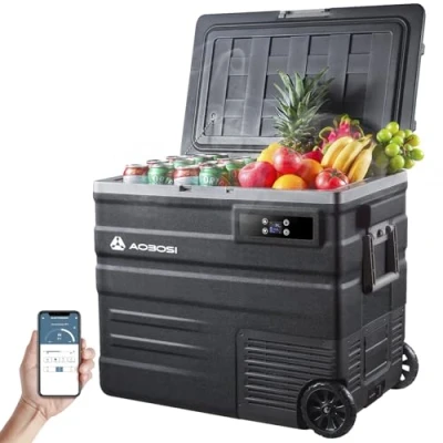 Immagine di AAOBOSI Frigo Portatile 65L,Frigo Da Campeggio, Auto WIFI App Di Controllo, Campeggio 12/24V DC e 100 240V AC，Per La Famiglia, RV, Viaggi,
