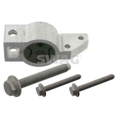 Immagine di SWAG 32 93 2542 Silent Block con materiale di fissaggio Assale anteriore Sx, inferiore, posteriore Gomma VOLKSWAGEN: Caddy 3, Golf 6, 5
