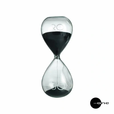 Immagine di Mascagni 20T Thirty Grand Clessidra Design in Vetro, Timer 30 Minuti, Sabbia Nera, 19 cm, Decorazione per Interni, Nero, 8 X 20 CM