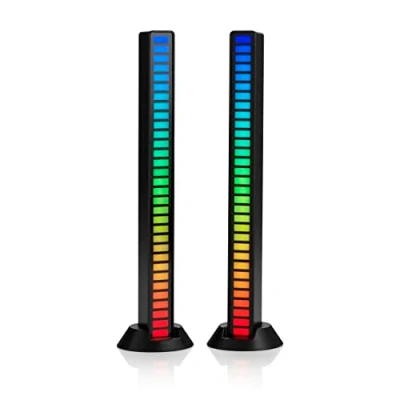 Immagine di Auraglow Barra luminosa LED attivata dal suono, luce ritmica RGB ricaricabile senza fili, cancellazione del rumore, 16 modalità di visualizzazione, perfetta per musica, giochi, TV, confezione doppia