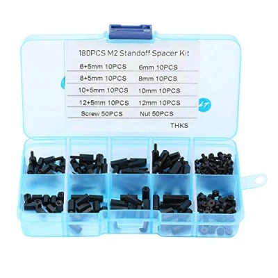 Immagine di M2 Standoff Kit, 180pcs Nero Maschio Femmina Distanziatori Viti Nuts Assortimento Kit con scatola
