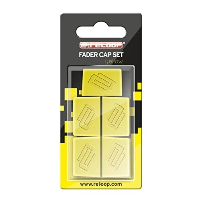 Immagine di Reloop Fader Cap Set yellow 5 Caps, rivestimento in gomma per una stretta presa, Compatibile con la maggior parte dei mixer e controller DJ, giallo