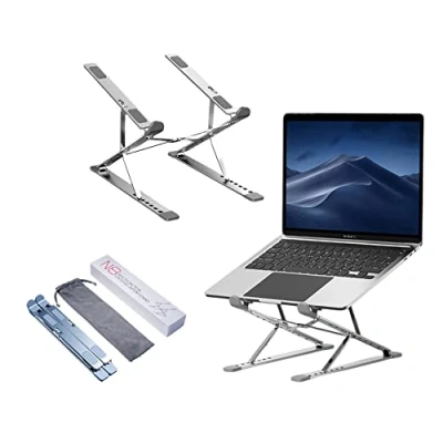Immagine di Dogfish Supporto PC Portatile, Porta Pieghevole, Alluminio 7+9 Livelli Regolabile Laptop Stand, Ergonomico Notebook Stand PC, Ventilato per MacBook Air Pro, Dell, HP, 10 17.3&quot;