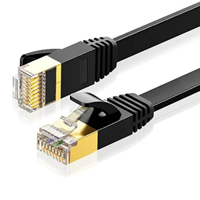 Immagine di Eono Cavo Ethernet Cat 7, RJ45 per Rete Piatto Cavi Internet Alta Velocità 10Gbps 600MHz Compatibile con PC, PS5, TV Box, Modem, Router, Panelli Patch (Flat Black, 3 Meters/10FT)