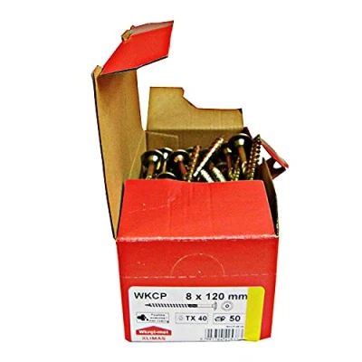 Immagine di Viti a testa piatta, per costruzioni in legno, tutte le misure, vite piatta Torx, 50 pezzi, 8x120mm, TX40