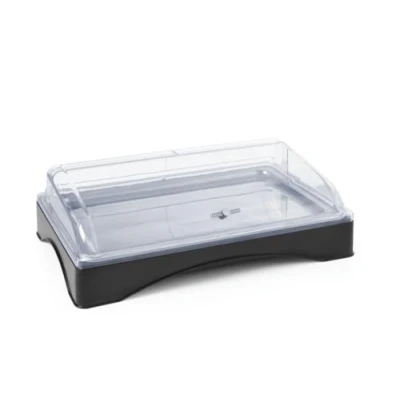Immagine di HENDI Vetrina Espositiva Refrigerata, Display per Buffet, Set Espositore di Raffreddamento con Vassoio GN 1/1, Coperchio Trasparente ed Elemento Refrigerante, 555x357x(h)175 mm, ABS, PC, Inox