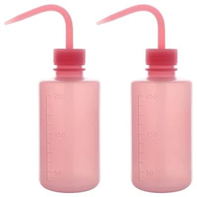 Immagine di stonylab Flacone di Lavaggio Chimico, Confezione da 2 Strumento Irrigazione Spremere in LDPE Risciacquo Plastica Sicurezza con Etichette Scala e Bocca Stretta, 250 ml