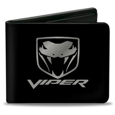 Immagine di Buckle Down Portafoglio unisex per adulti Dodge Viper Nero/Argento Logo Bi Fold multi