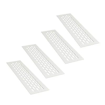 Immagine di sossai® Griglia di ventilazione in alluminio Alucratis (4 pezzi) Rettangolare dimensioni: 24,5 x 6 cm Colore: bianco areazione