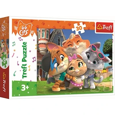 Immagine di Trefl 30 Elementi Colorato con Personaggi Fiabeschi 44 gatti, Intrattenimento Creativo, Divertimento per bambini dai 3 anni Puzzle, Colore Cats, Amicizia Nella Terra, 18288