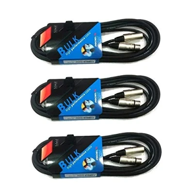 Immagine di PROEL BULK250LU5 Set da 3 unità, cavi audio professionali bilanciati con connettori Cannon XLR 3P Maschio a F Femmina, 5 metri