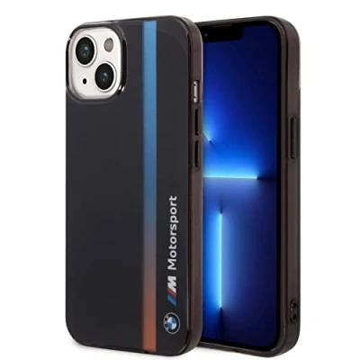 Immagine di CG MOBILE BMW Custodia rigida per iPhone 14 in policarbonato termoplastico (TPU) antigraffio, con striscia IML tricolore, comoda e resistente, porte accessibili, assorbimento degli