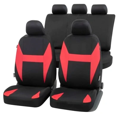 Immagine di Walser coprisedile Auto Caledon Set Completo, Universale Nero Rosso, Poliestere 13325