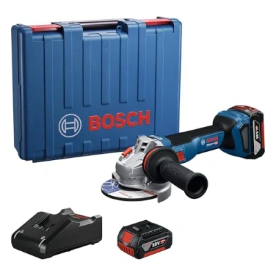Immagine di Bosch Professional 18V System Smerigliatrice angolare a batteria GWS 8 Diametro disco 125 mm, incl. 2x GBA 4.0Ah, caricabatteria GAL 40, valigetta, del mmv