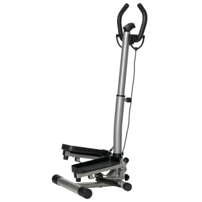 Immagine di HOMCOM Stepper con Manubrio Regolabile, Impugnature Antiscivolo ed Elastici, Step Fitness Monitor LCD per Casa e Palestra, Nero Argento